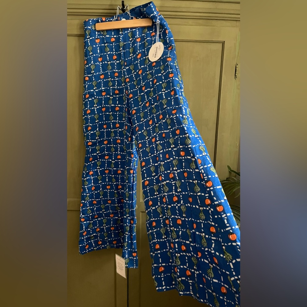 Staud Plum Wide Leg Pants in Crudite/Veggie Print - Size 4